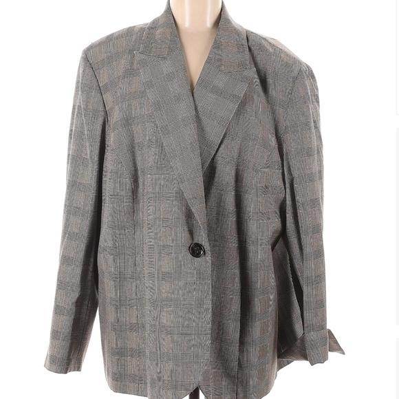 DANA BUCHMAN checkered wool blazer grey 24 - Picture 1 of 2